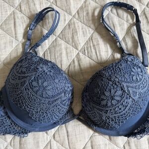 Victoria's Secret Bombshell “Add 2 Cup” Push-Up Bra • Blue Lace • Size 34 A